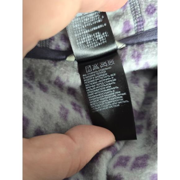 The North Face Womens Medium Grey Purple Fleece Hoodie Zip Jacket Layering Coat - Picture 9 of 9